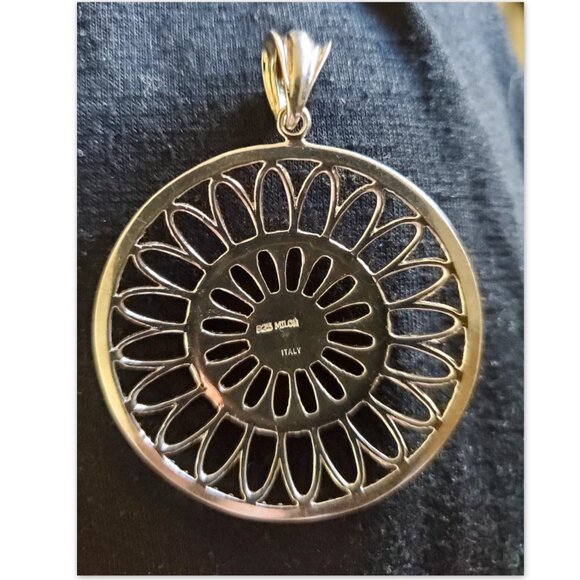 New MILOR ITALY Sterling Silver Large Filigree Flower Pendant - Picture 2 of 3